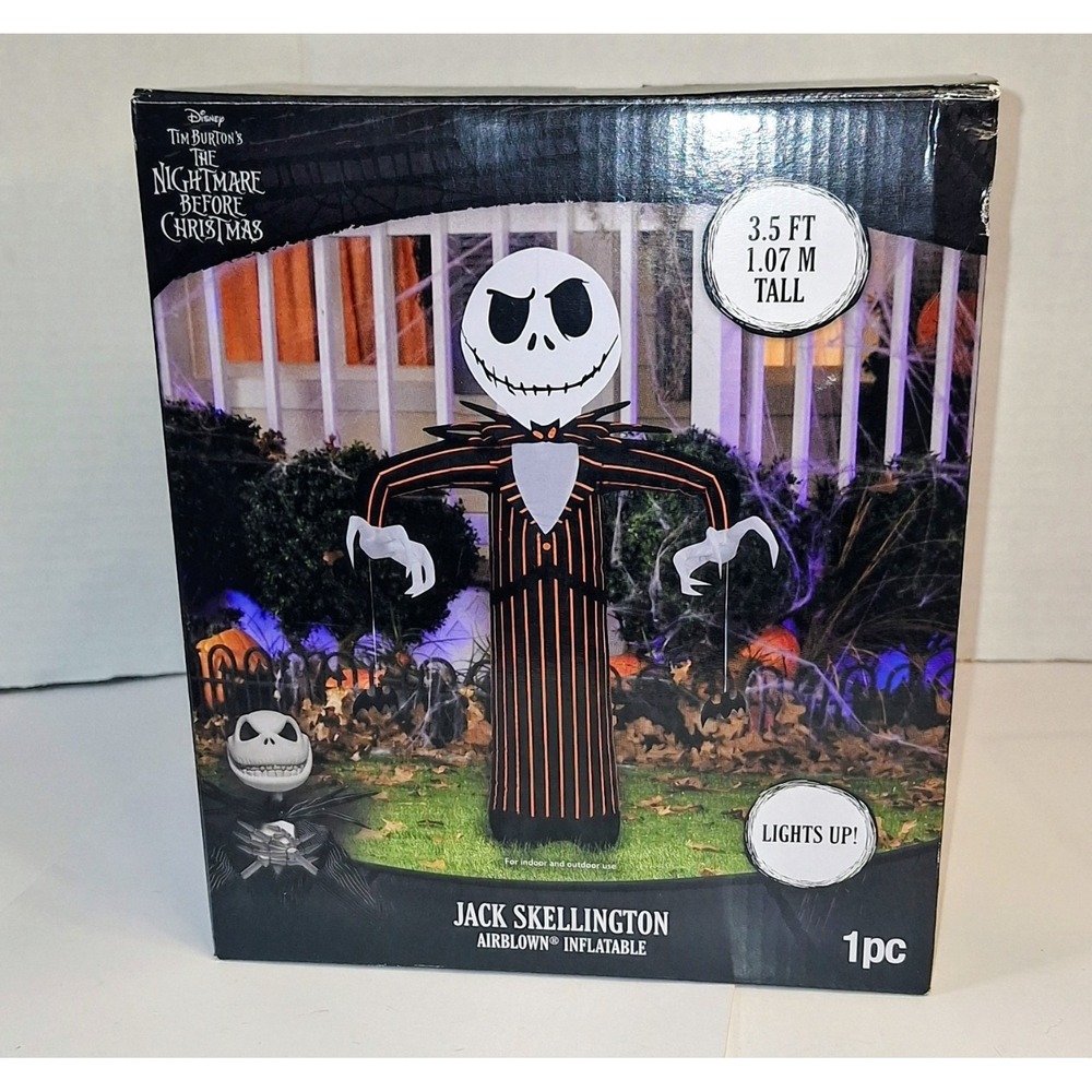Gemmy Nightmare Before Christmas Inflatable Jack Skellington Lights Up 3.5 Feet